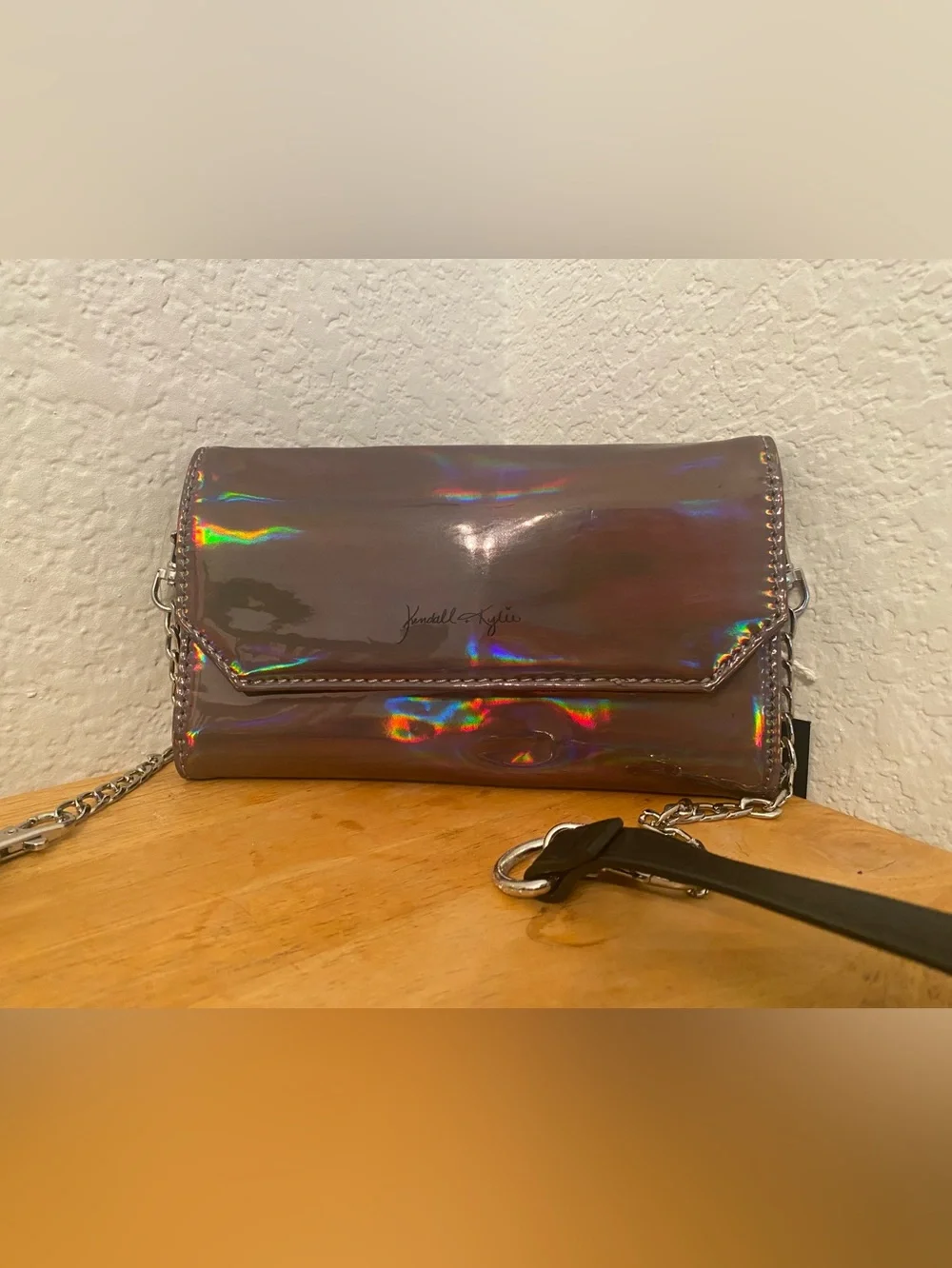 Kendall & Kylie Holographic Brown Clutch Wristlet